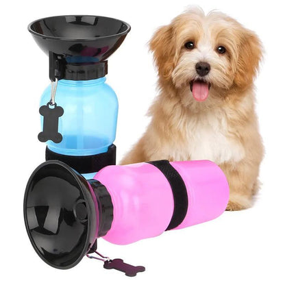 500Ml Dog Cat Water Drinking Bottle Detachable Travel Cup Portable Pet Feeder - Grey