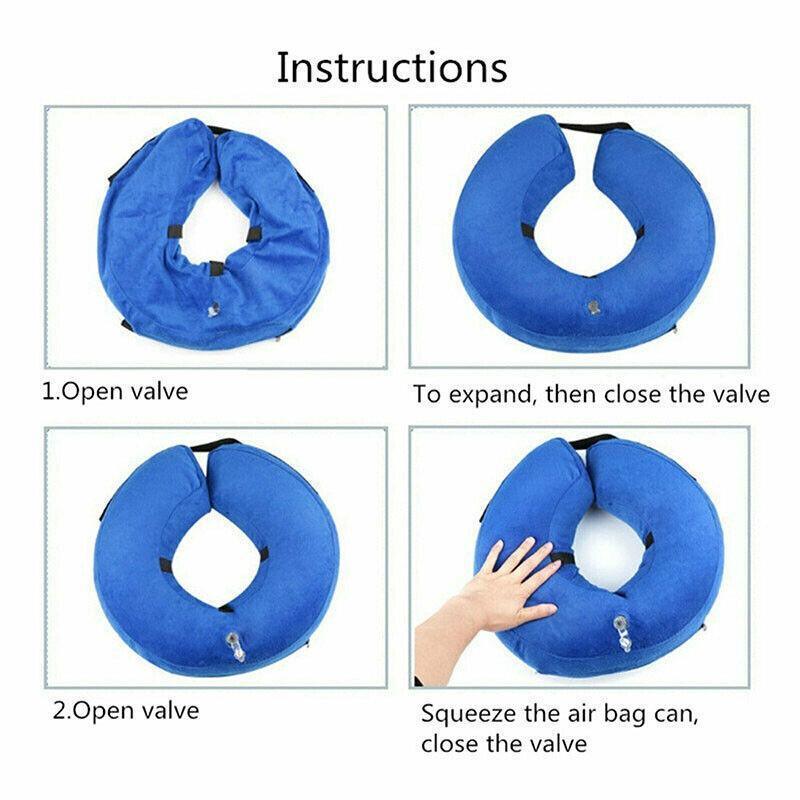 Blue Pet Dog Inflatable Soft Healing Collar Cone Wound Medical Cat Protective Jackets - S (22*23CM) - Factory Direct Shop