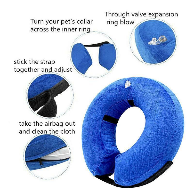 Blue Pet Dog Inflatable Soft Healing Collar Cone Wound Medical Cat Protective Jackets - S (22*23CM) - Factory Direct Shop