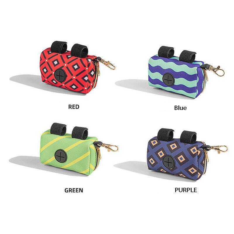 Pet Pouch Dog Poop Bag Container Dispenser Puppy Pick-Up Poo Waste Bags Holder - Purple