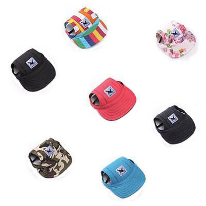 Dog Baseball Cap Outdoor Pet Sun Hat Summer Canvas Visor Puppy M Size - Denim Blue