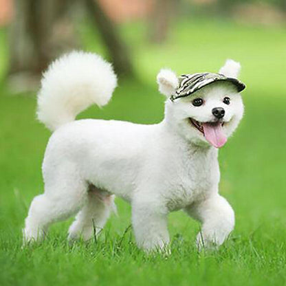 Dog Baseball Cap Outdoor Pet Sun Hat Summer Canvas Visor Puppy M Size - Denim Blue