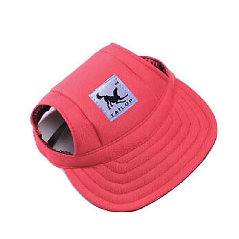 Dog Baseball Cap Outdoor Pet Sun Hat Summer Canvas Visor Puppy M Size - Red