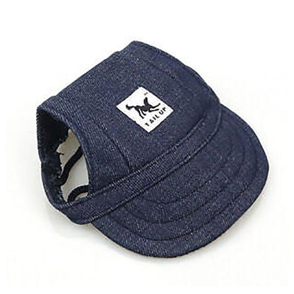 Dog Baseball Cap Outdoor Pet Sun Hat Summer Canvas Visor Puppy M Size - Red
