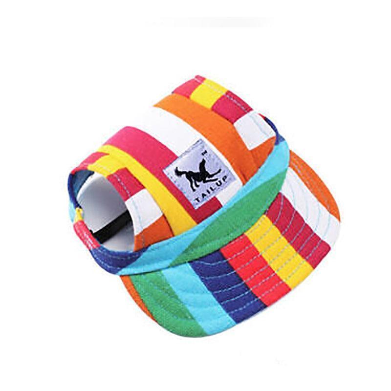 Dog Baseball Cap Outdoor Pet Sun Hat Summer Canvas Visor Puppy M Size - Red