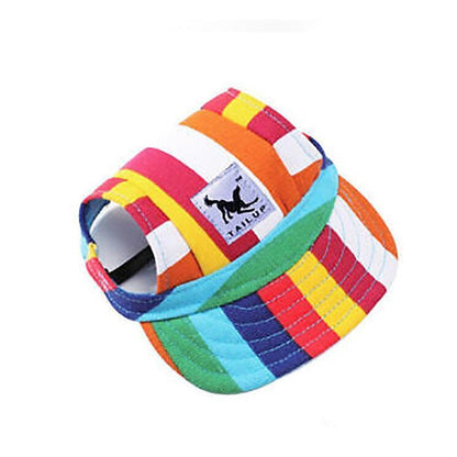 Dog Baseball Cap Outdoor Pet Sun Hat Summer Canvas Visor Puppy M Size - Red