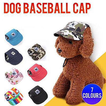 Dog Baseball Cap Outdoor Pet Sun Hat Summer Canvas Visor Puppy M Size - Stripe