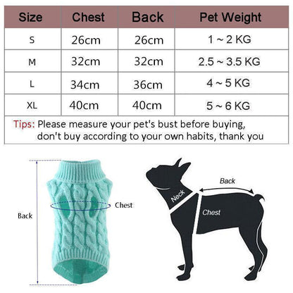 Puppy Dog Jumper Winter Warm Knitted Sweater Pet Clothes Small Dogs Coat Thermal L Size - Black