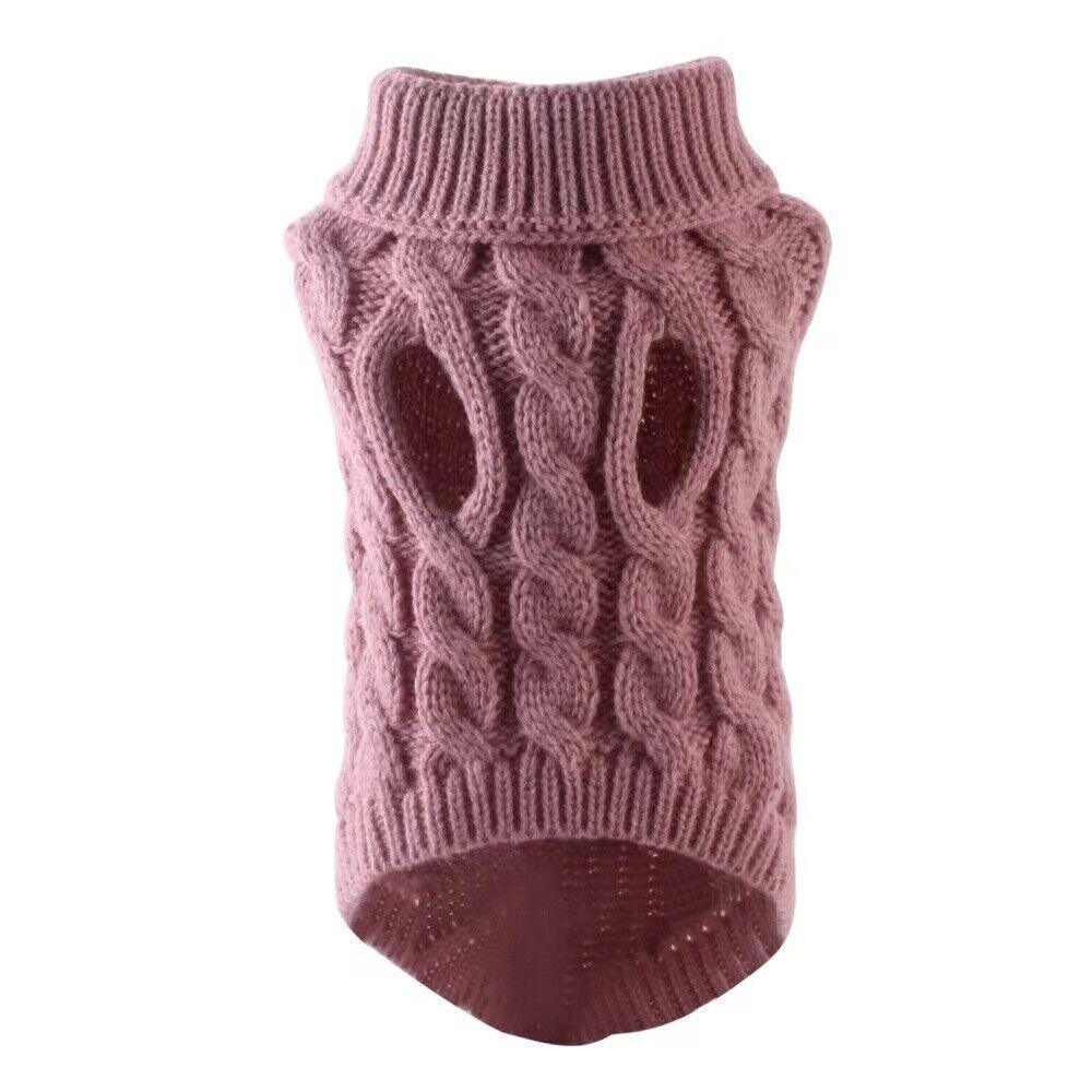 Puppy Dog Jumper Winter Warm Knitted Sweater Pet Clothes Small Dogs Coat Thermal L Size - Leather Pink