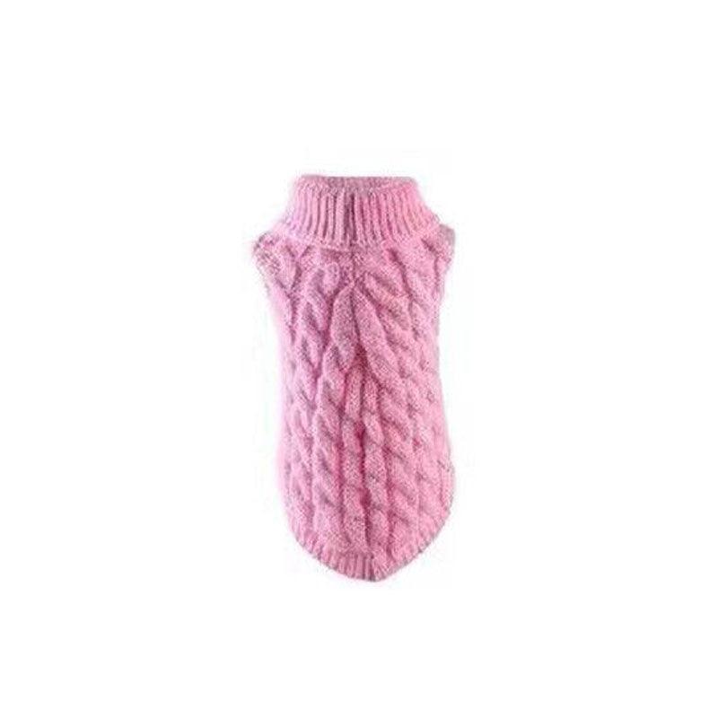 Puppy Dog Jumper Winter Warm Knitted Sweater Pet Clothes Small Dogs Coat Thermal L Size - Pink