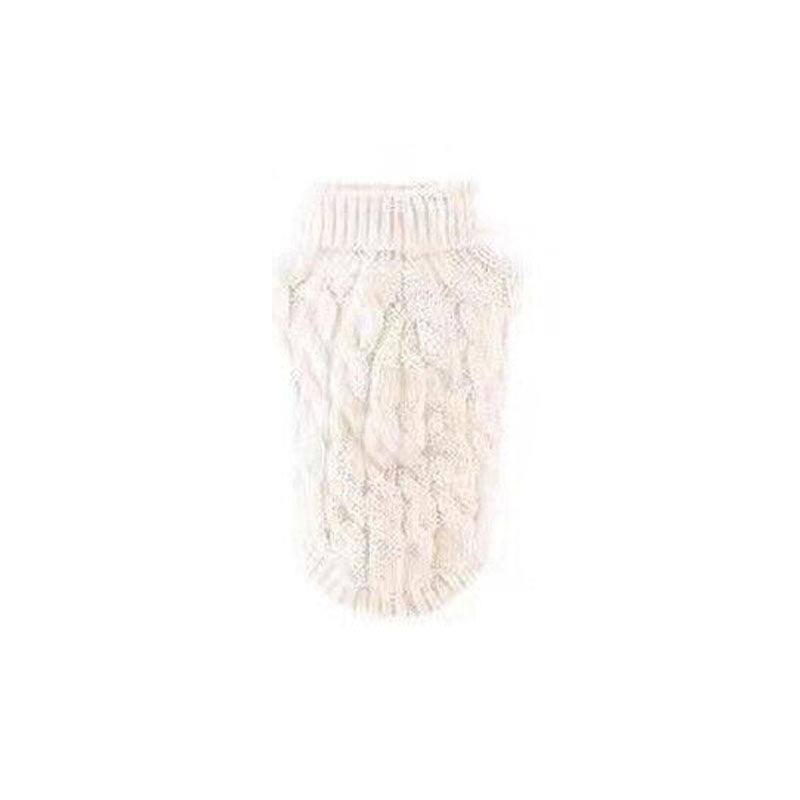Puppy Dog Jumper Winter Warm Knitted Sweater Pet Clothes Small Dogs Coat Thermal L Size - White