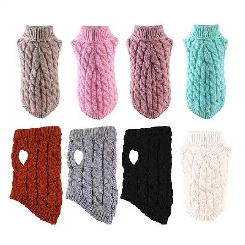 Puppy Dog Jumper Winter Warm Knitted Sweater Pet Clothes Small Dogs Coat Thermal M Size - White