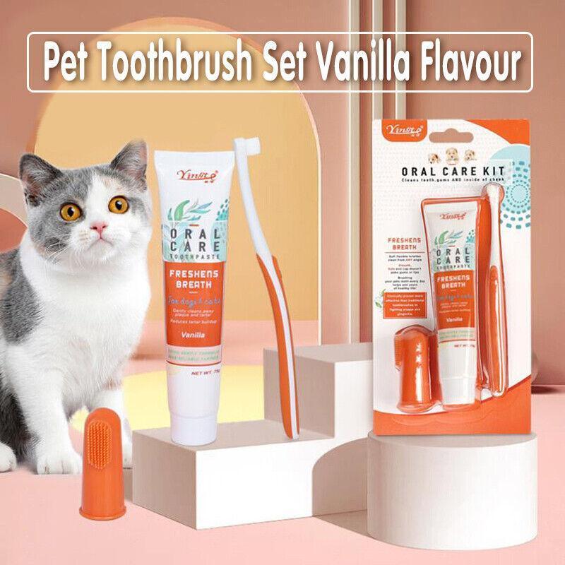Pet Toothbrush Toothpaste Set for Cats and Dogs Vanilla Flavor Oral Care Kit - Factory Direct Shop