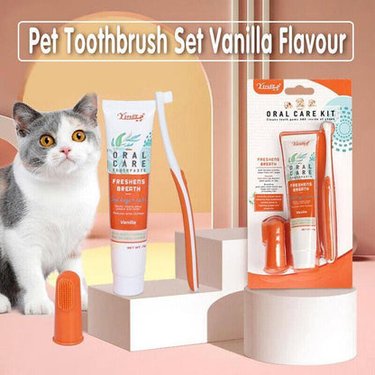 Pet Toothbrush Toothpaste Set for Cats and Dogs Vanilla Flavor Oral Care Kit - Factory Direct Shop