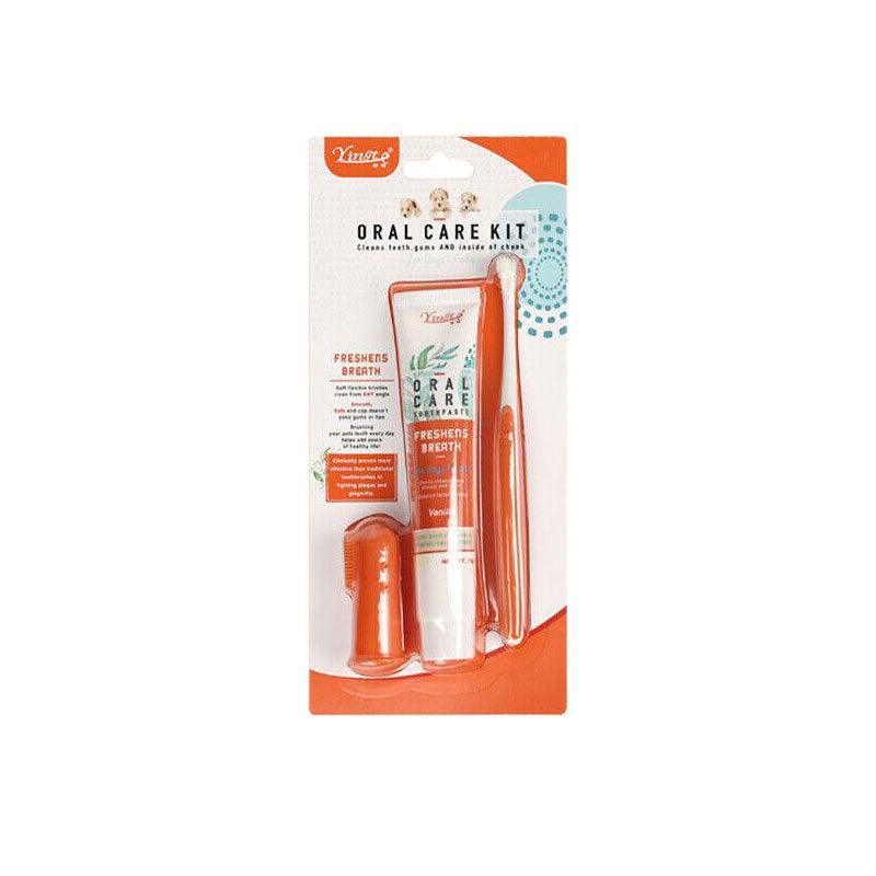 Pet Toothbrush Toothpaste Set for Cats and Dogs Vanilla Flavor Oral Care Kit - Factory Direct Shop