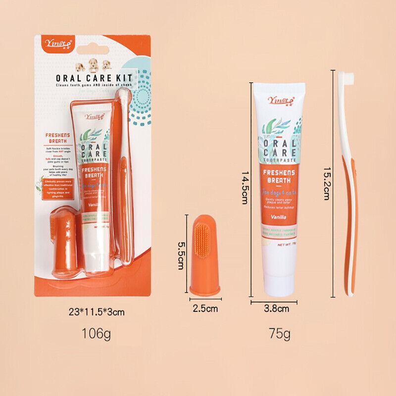 Pet Toothbrush Toothpaste Set for Cats and Dogs Vanilla Flavor Oral Care Kit - Factory Direct Shop