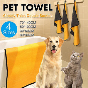 Pet Drying Towel Ultra-Absorbent Water Dog Cat Bath Microfiber Clean Soft Cloth - 30 X 30CM