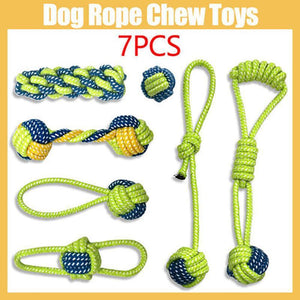 7PCS Dog Rope Chew Toys Set Cotton Knot Balls Puppy Teething Tug Training Toy