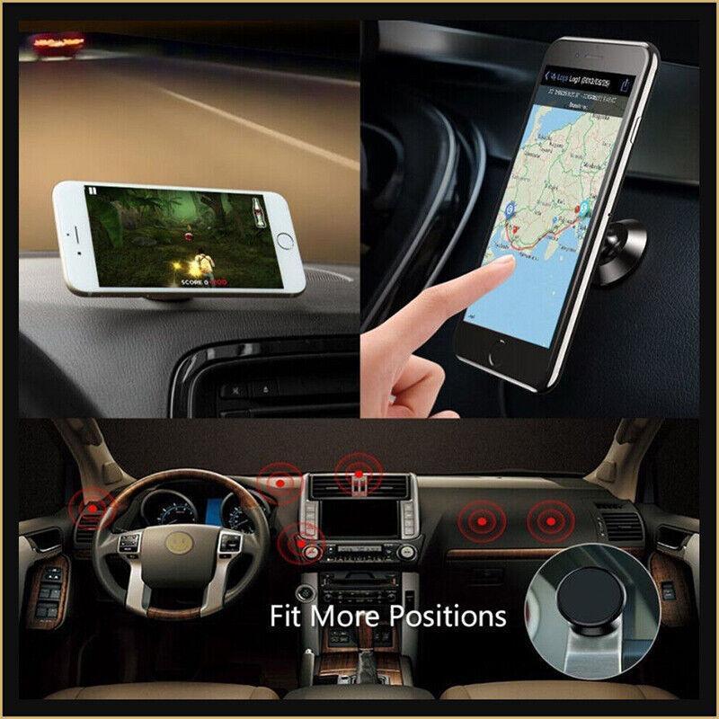 360-Degree Car Phone Holder Dashboard Mount Stand Cradle for Flat Surface - Gold
