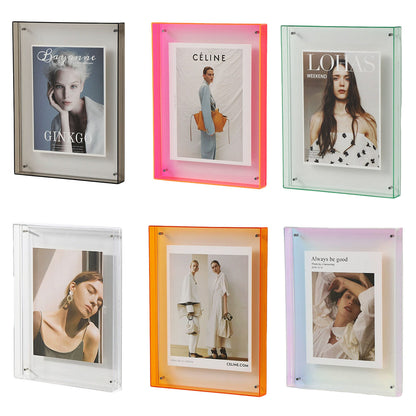 Acrylic Photo Frame Double-Sided Clear Display with Screw Mount – 16x21cm - Red