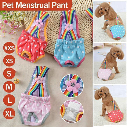 Female Pet Dog Cat Puppy Pant Menstrual Sanitary Nappy Diaper Wrap Underwear Pink - S