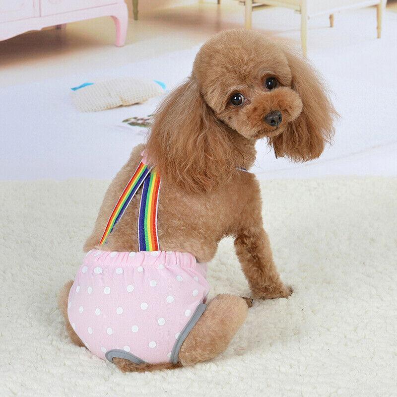 Female Pet Dog Cat Puppy Pant Menstrual Sanitary Nappy Diaper Wrap Underwear Pink - S
