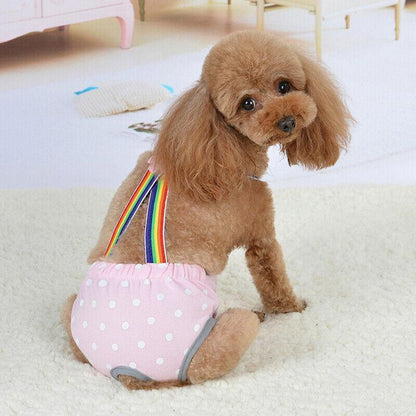 Female Pet Dog Cat Puppy Pant Menstrual Sanitary Nappy Diaper Wrap Underwear Pink - S