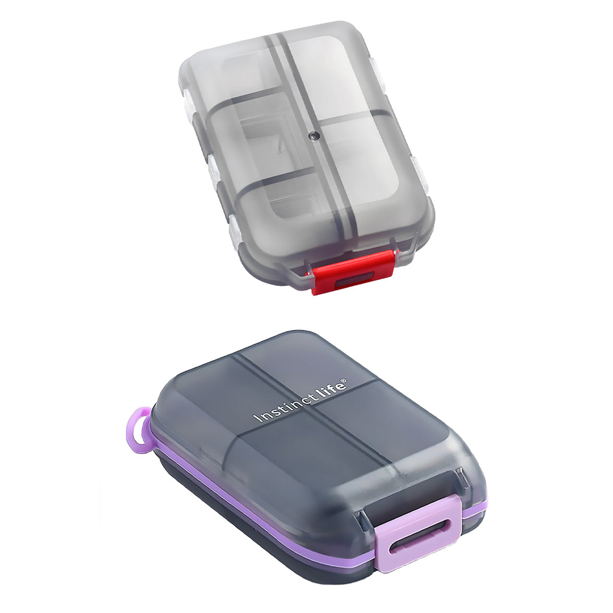 Small Pill Case Vitamin Holder Container 6/10Compartments Double Layer Holder - Red - 2PCS - Factory Direct Shop