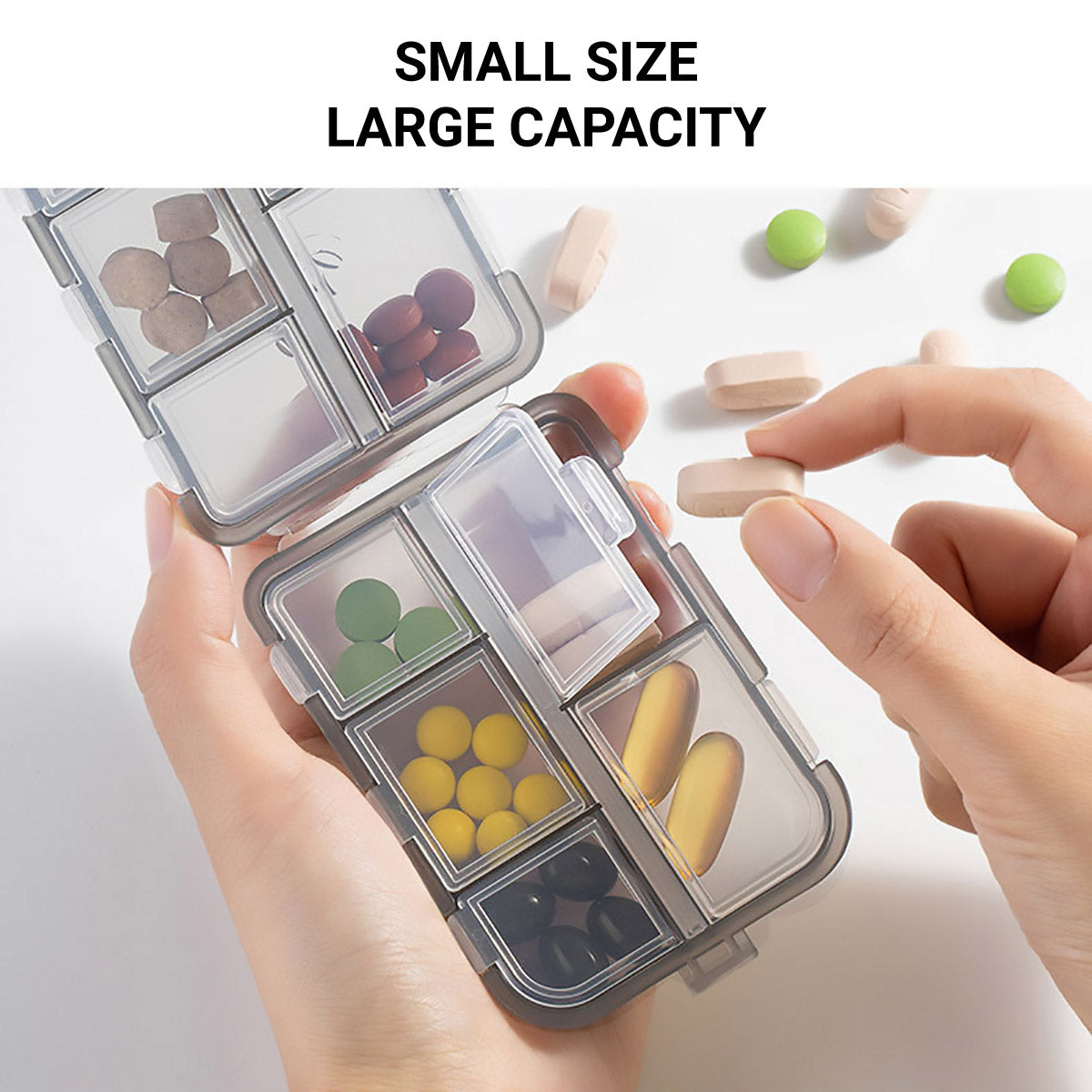 Small Pill Case Vitamin Holder Container 6/10Compartments Double Layer Holder - Red - 2PCS - Factory Direct Shop