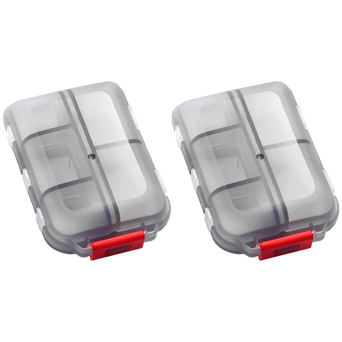 Small Pill Case Vitamin Holder Container 6/10Compartments Double Layer Holder - Red - 2PCS - Factory Direct Shop