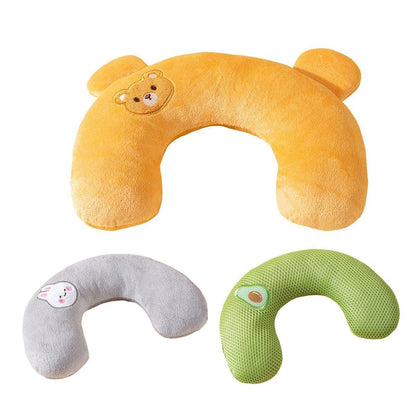 Dog Pet U Shaped Pillow Cartoon Breathable Cat Sleeping Cushion for All Seasons - Brown