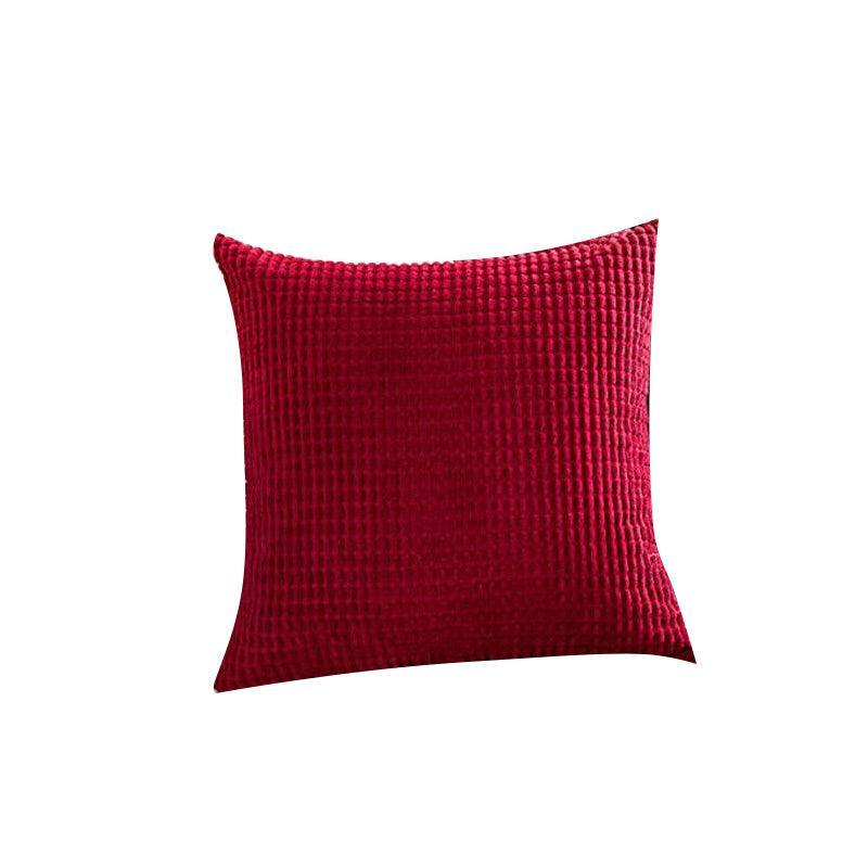 45X45 Plain Solid Colour Cushion Cover Decorative Pillow Case Home Multicoloured - Red