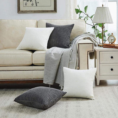 45X45 Plain Solid Colour Cushion Cover Decorative Pillow Case Home Multicoloured - White