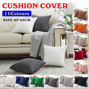45X45 Plain Solid Colour Cushion Cover Decorative Pillow Case Home Multicoloured - Orange