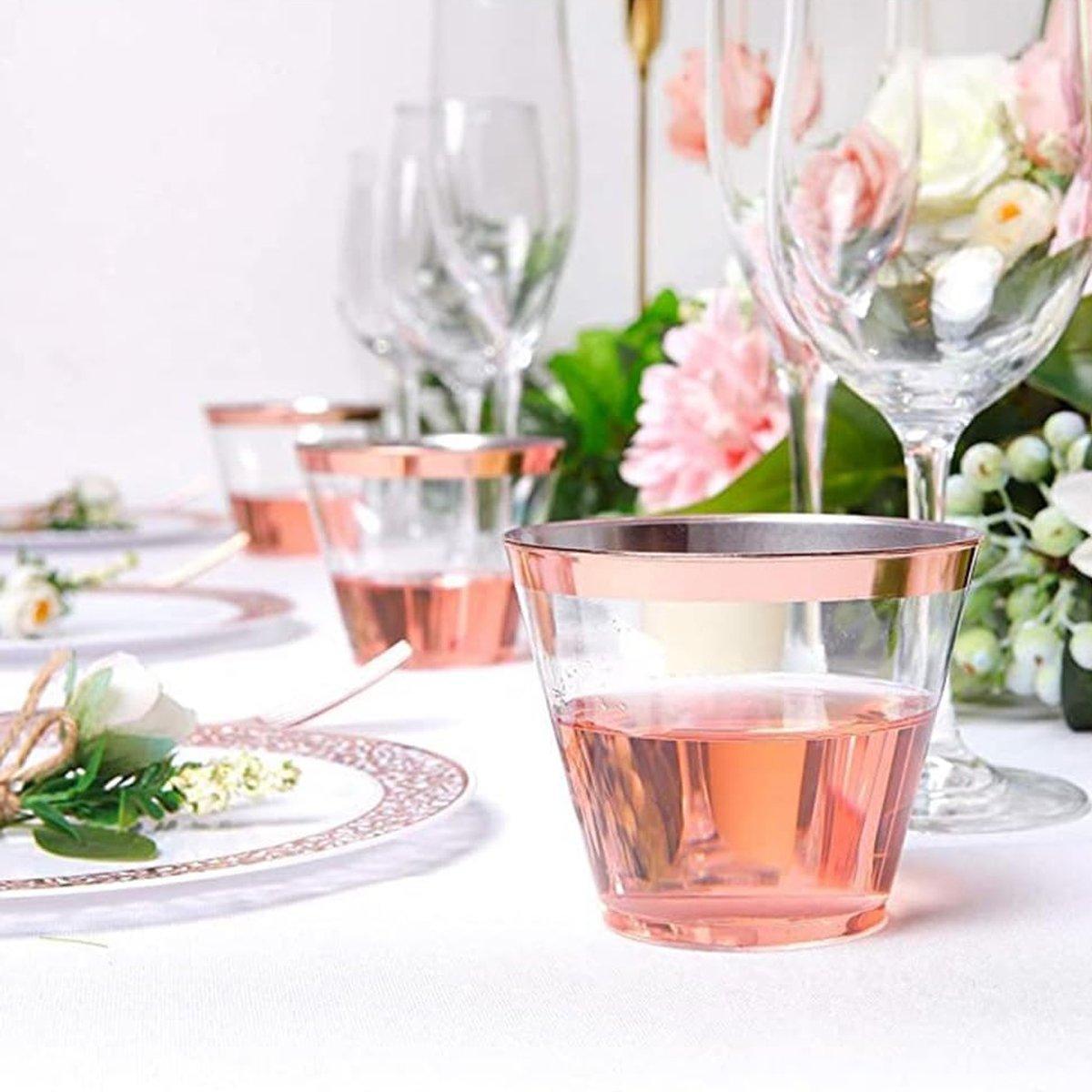 100pcs 9OZ Hot Gold Silver Plastic Wine Cup Western Food Cup Ice Cream - Gold