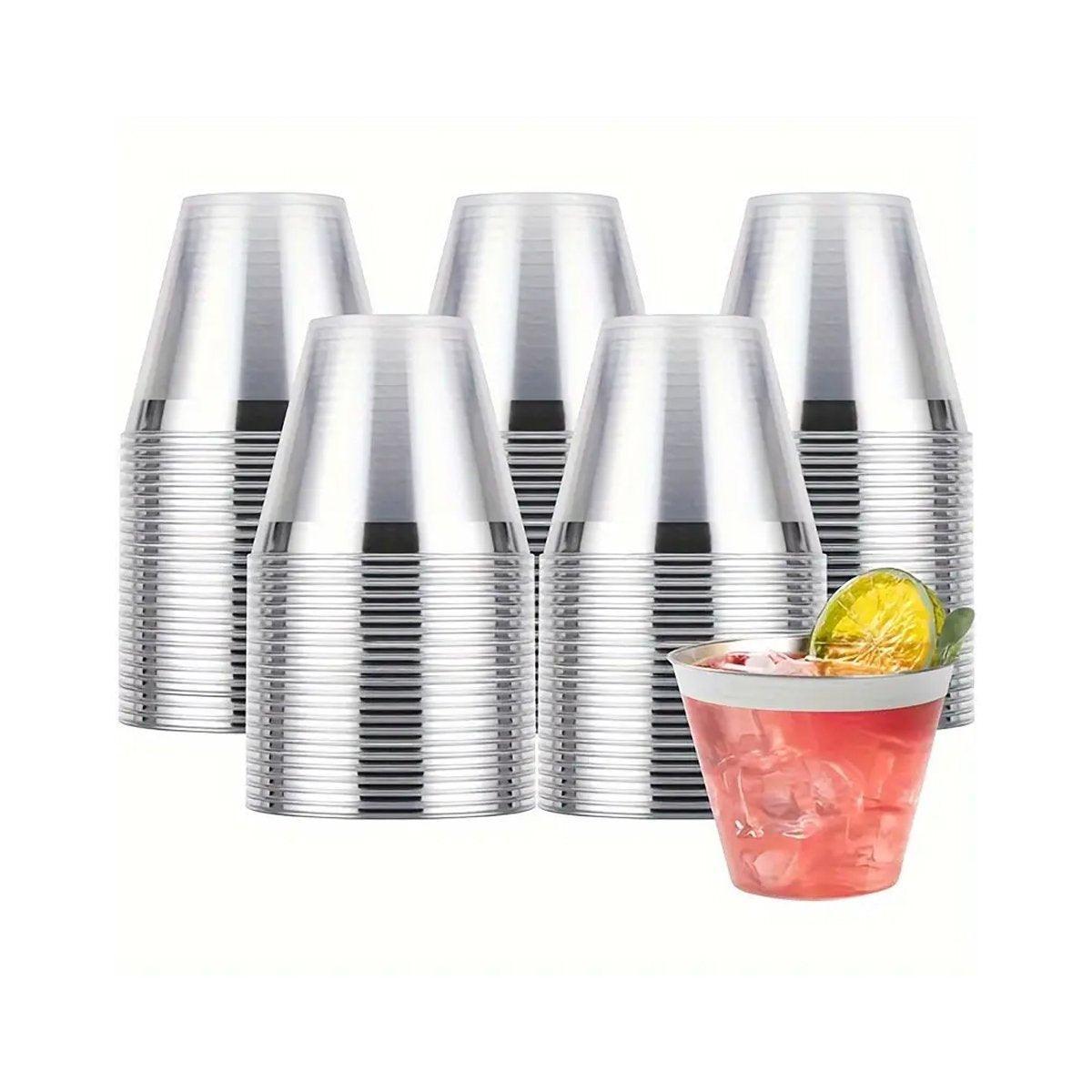 100pcs 9OZ Hot Gold Silver Plastic Wine Cup Western Food Cup Ice Cream - Gold