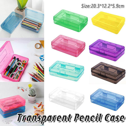 Large Capacity Transparent Plastic Pencil Case Multifunctional Student Art Box - Light Green