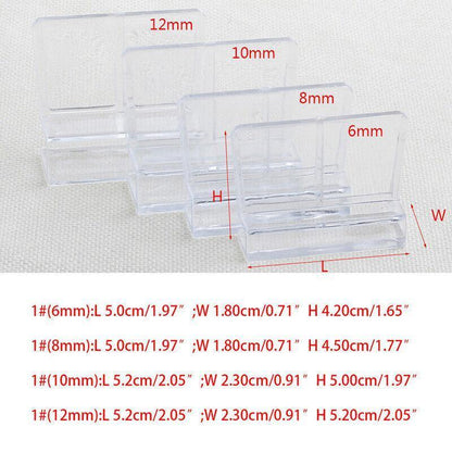 4Pcs Aquarium Fish Tank Glass Cover Support Holder Acrylic Clip Bracket 6/8/10/12mm - 12mm