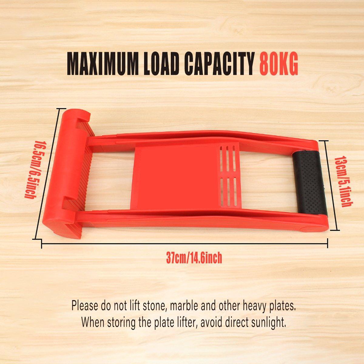 Red weightlifting belt with dimensions and maximum load capacity on a wooden background