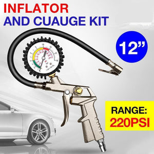 Air Tyre Inflator Pressure Meter Car Truck Tire Pump Hose Gauge Compressor Tools