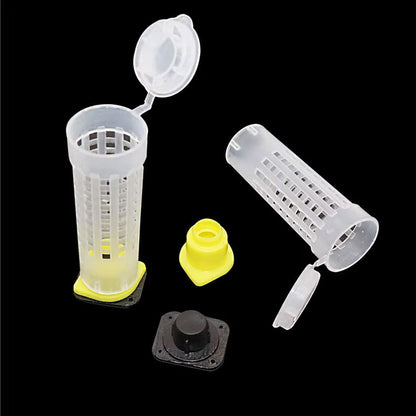 Set of plastic components on a black background