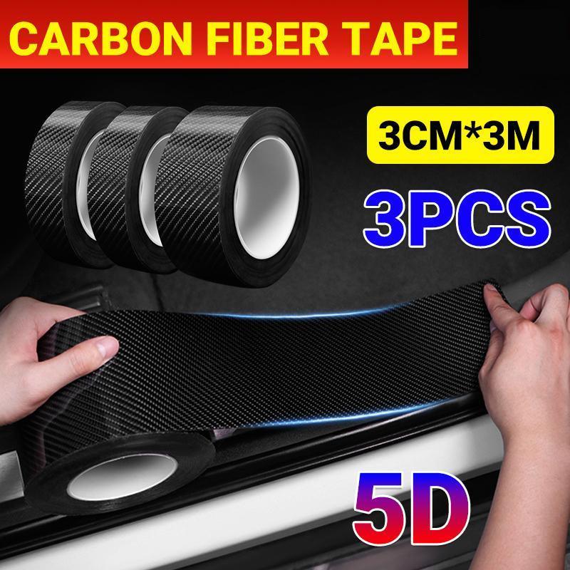 3PCS 3m Carbon Fiber Car Sticker Door Sill Anti-Scratch Tape DIY Protection Film
