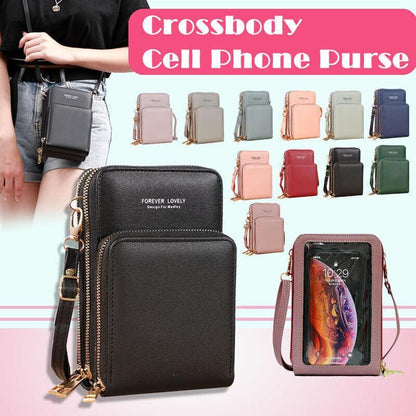 Women Crossbody Phone Purse Touch Screen Bag Rfid Blocking Wallet Shoulder Strap - Black