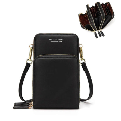 Women Crossbody Phone Purse Touch Screen Bag Rfid Blocking Wallet Shoulder Strap - Black