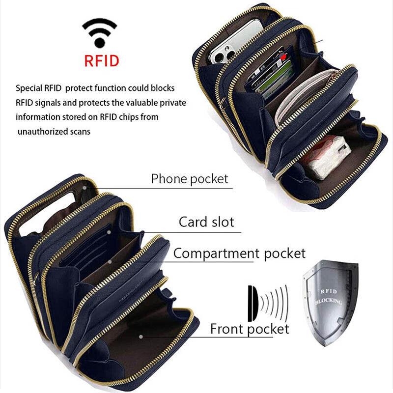 Women Crossbody Phone Purse Touch Screen Bag Rfid Blocking Wallet Shoulder Strap - Black