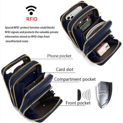 Women Crossbody Phone Purse Touch Screen Bag Rfid Blocking Wallet Shoulder Strap - Black