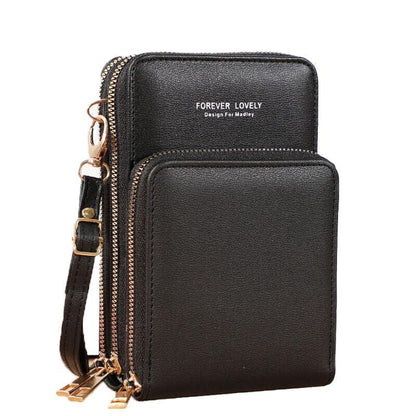 Women Crossbody Phone Purse Touch Screen Bag Rfid Blocking Wallet Shoulder Strap - Black