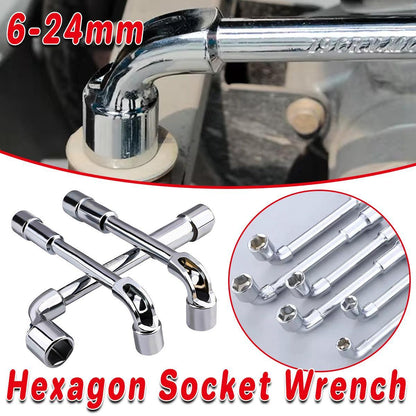 6-23mm L Shaped Socket Wrench Elbow Multi Size Hardware Repair Tool Set - 13mm