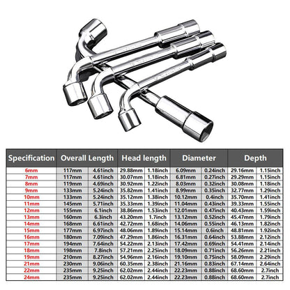 6-23mm L Shaped Socket Wrench Elbow Multi Size Hardware Repair Tool Set - 21mm