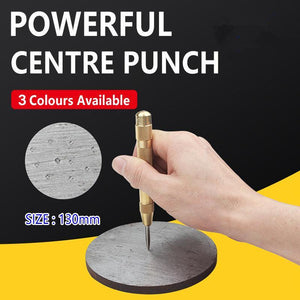 125Mm Heavy Duty Automatic Centre Punch- Brass & Spring Loaded - Yellow